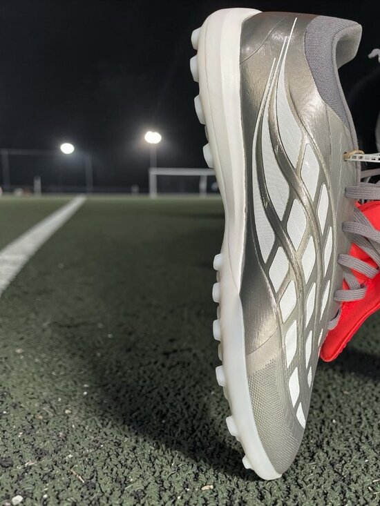 adidas Predator Pro FoldOver Tongue Turf Soccer Cleats Mens Grey, Red Size 9